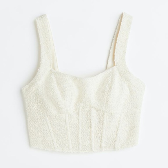 H&M White Textured-weave Corset Top XL - Picture 5 of 5